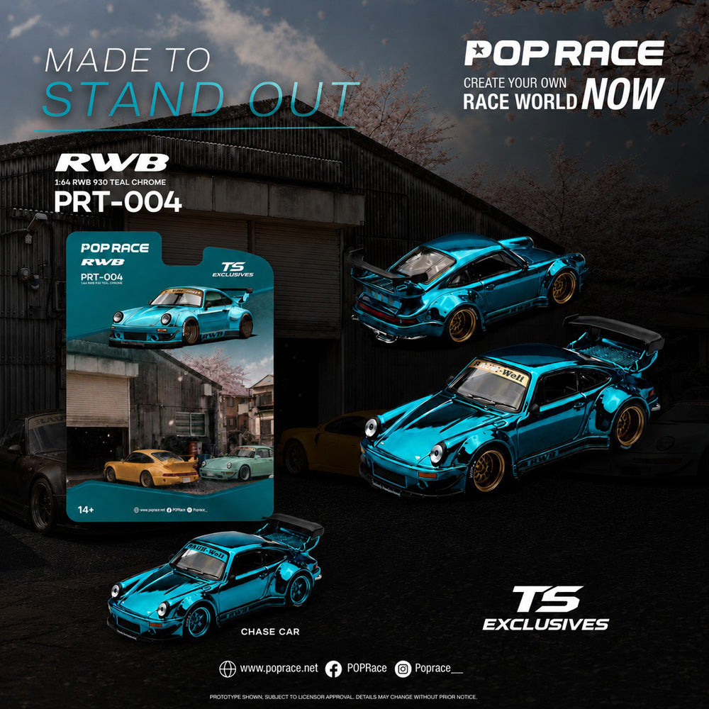 [Pre Order, Blister] Pop Race - RWB 930 TEAL CHROME
