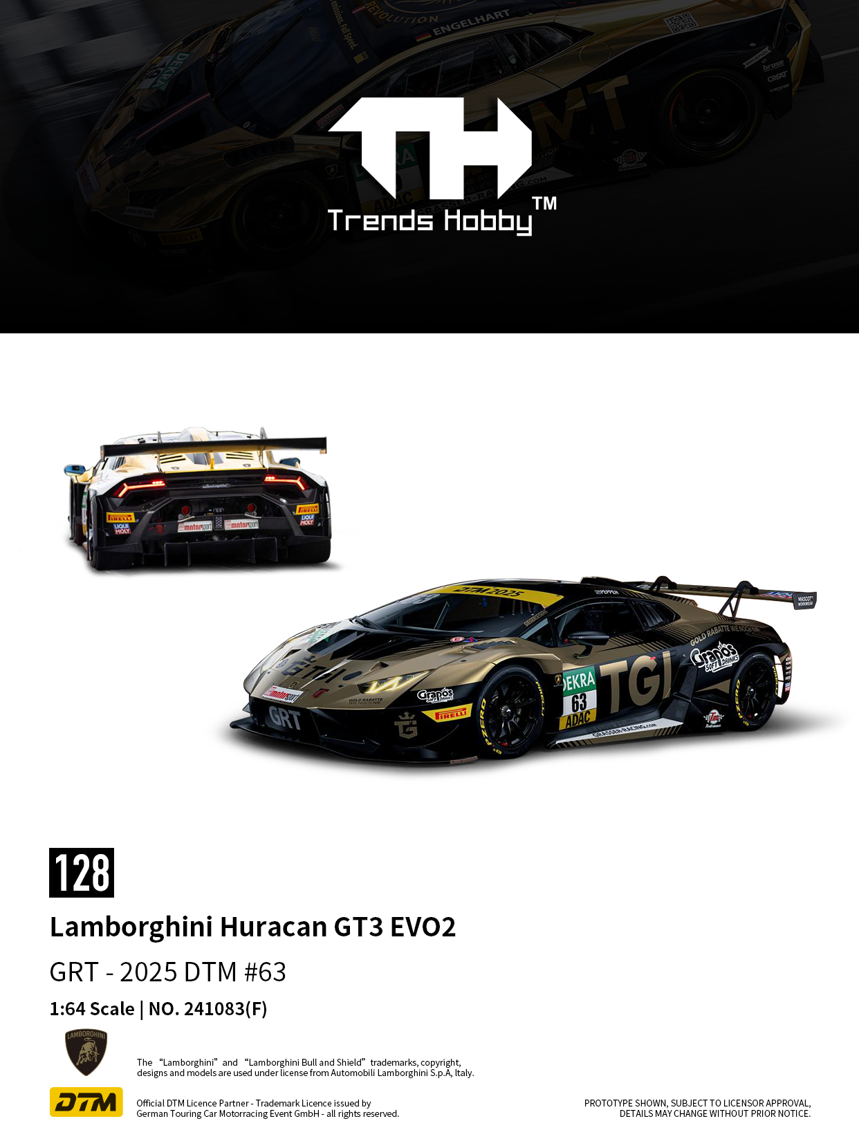 [Pre Order] Trends Hobby - Lamborghini Huracan GT3 EVO2 - DTM 2025 #63