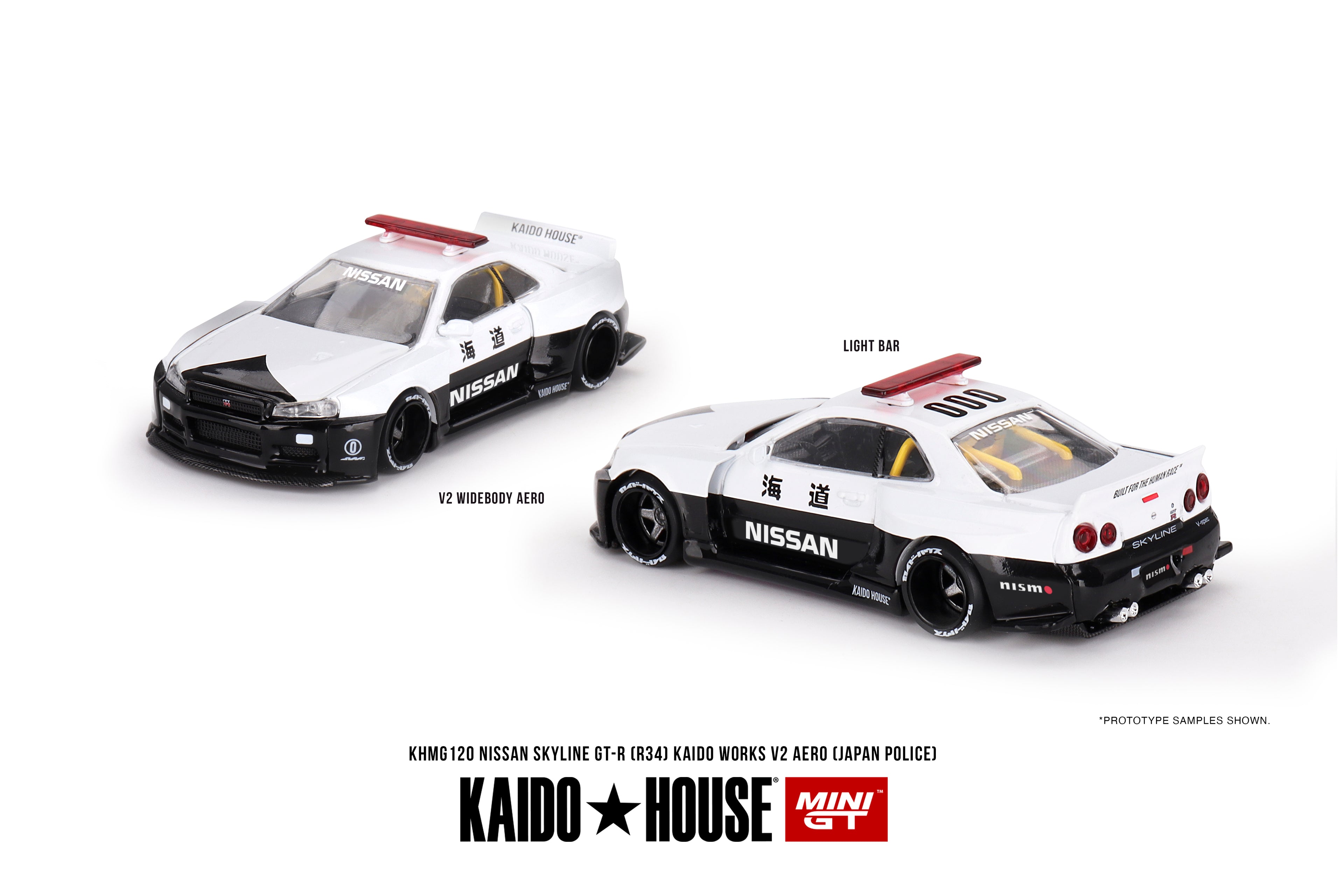 [Pre Order] KAIDOHOUSE x MINI GT - Nissan Skyline GT-R R34 Kaido Works (V2 Aero) Police