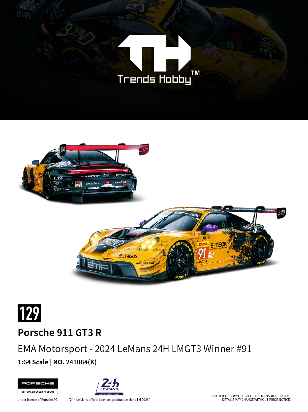 [Pre Order] Trends Hobby - Porsche 911 GT3 R - LeMans 24H 2024 #91
