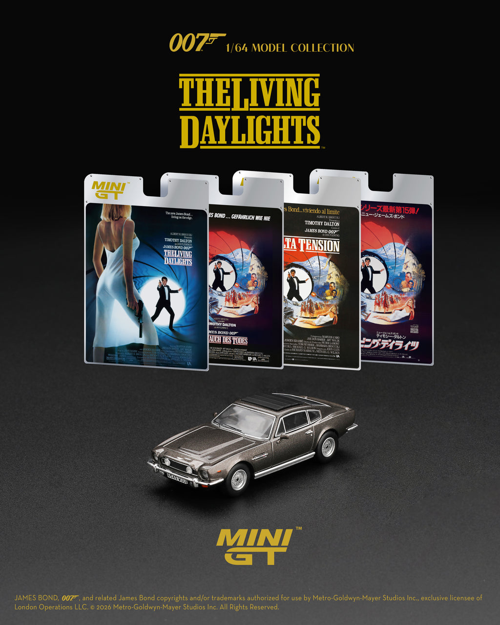 [Pre Order] MiniGT - Aston Martin V8 Vantage 007 "The Living Daylights" Weapons Off - German Poster