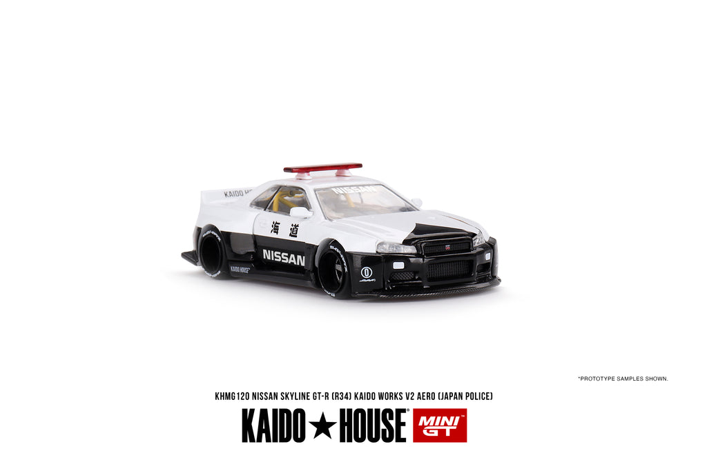 [Pre Order] KAIDOHOUSE x MINI GT - Nissan Skyline GT-R R34 Kaido Works (V2 Aero) Police