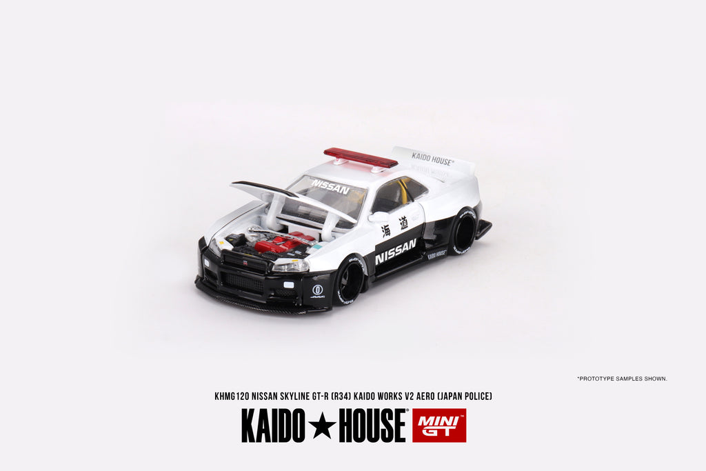 [Pre Order] KAIDOHOUSE x MINI GT - Nissan Skyline GT-R R34 Kaido Works (V2 Aero) Police