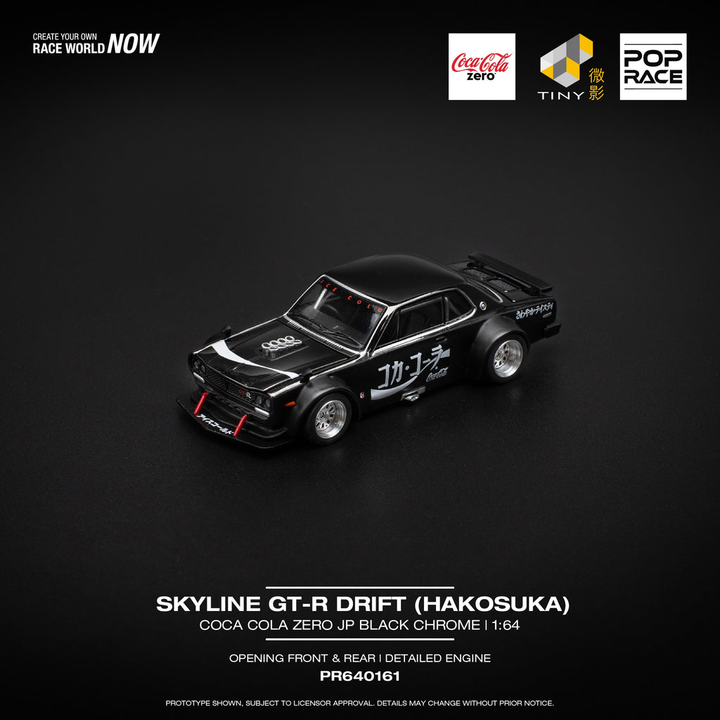 [Pre Order] Pop Race - Skyline GT-R V8 Drift (Hakosuka) Coca Cola Zero Japanese - Black Chrome