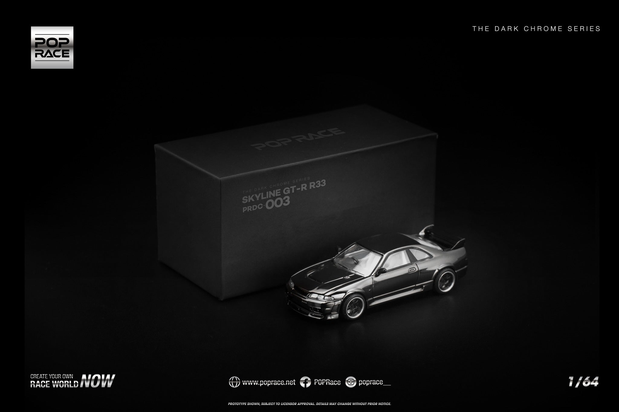 [Pre Order] Pop Race - R33 GT-R DARK CHROME