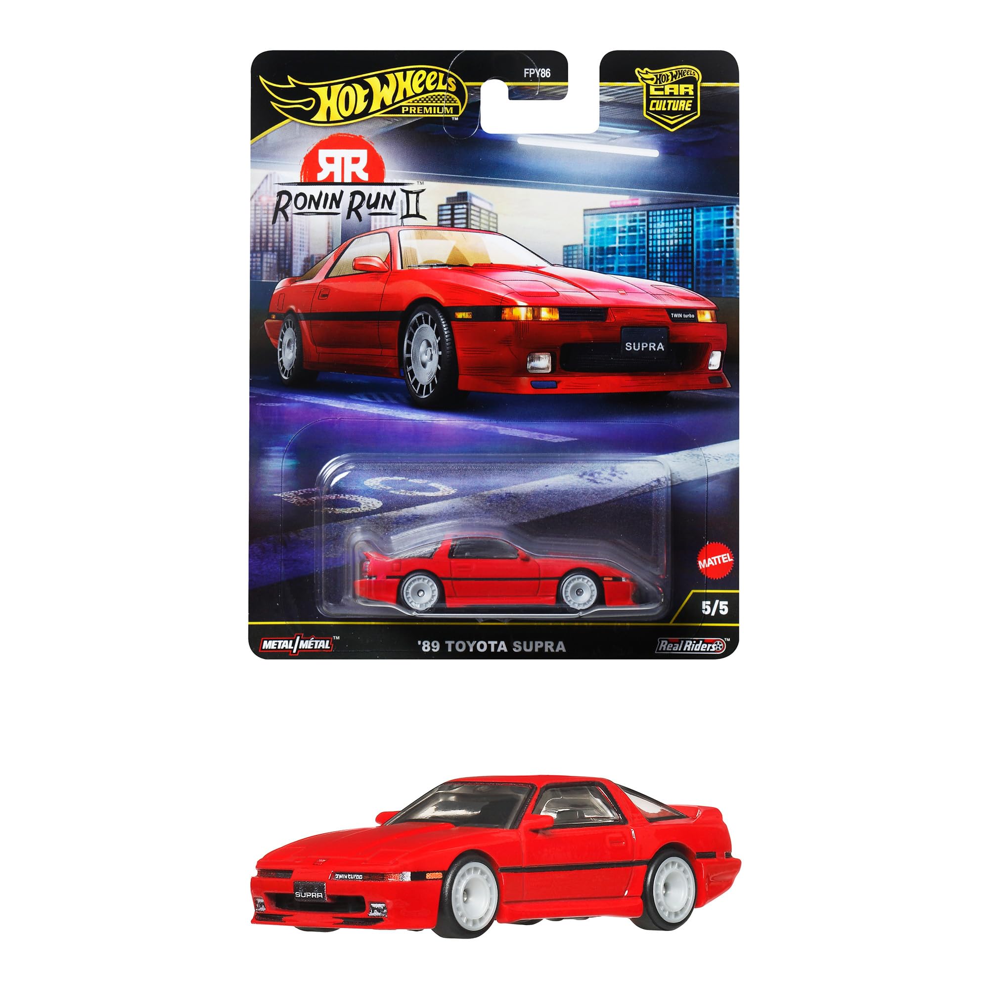 Hot Wheels Car Culture Ronin Run II '89 Toyota Supra Ride On Toy Mini Car Ages 3+ Red JBK90