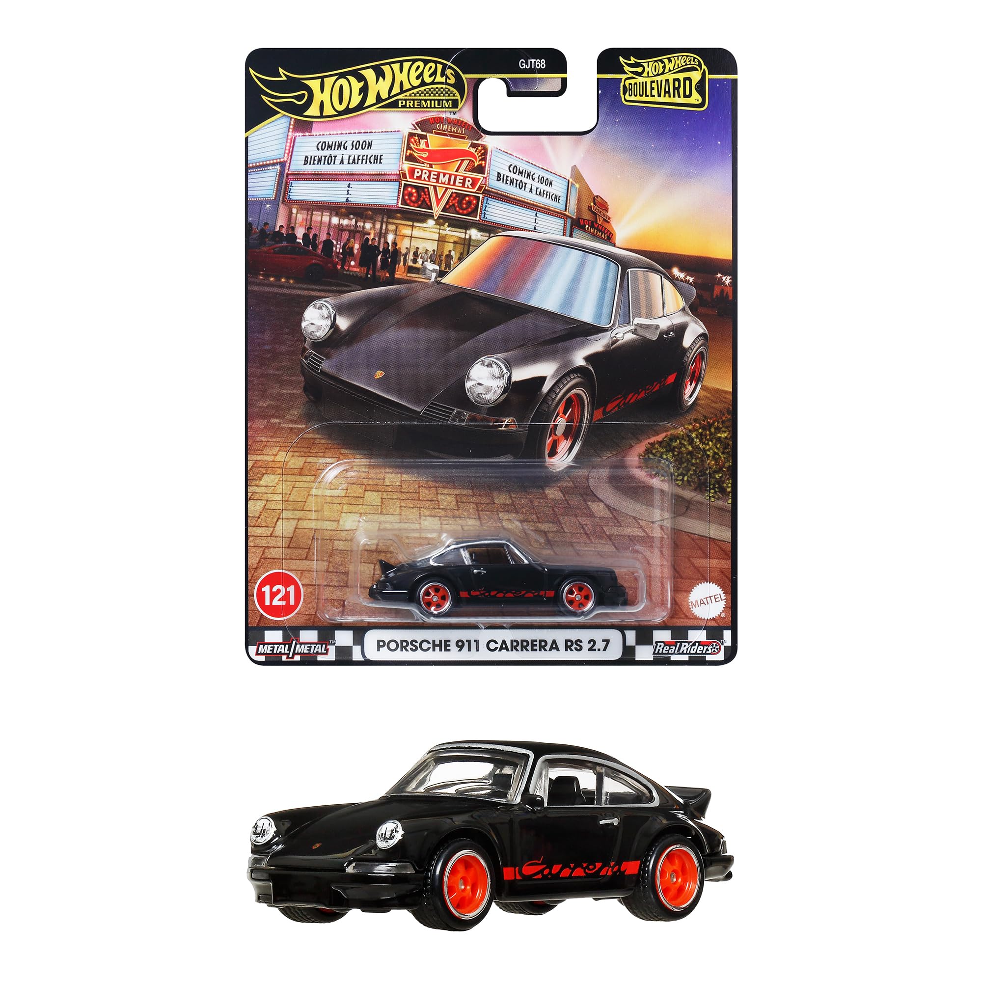 Hot Wheels JBL19 Boulevard Porsche 911 Carrera RS 2.7 Vehicle Toy Mini Car 3 Years Old and Up Black