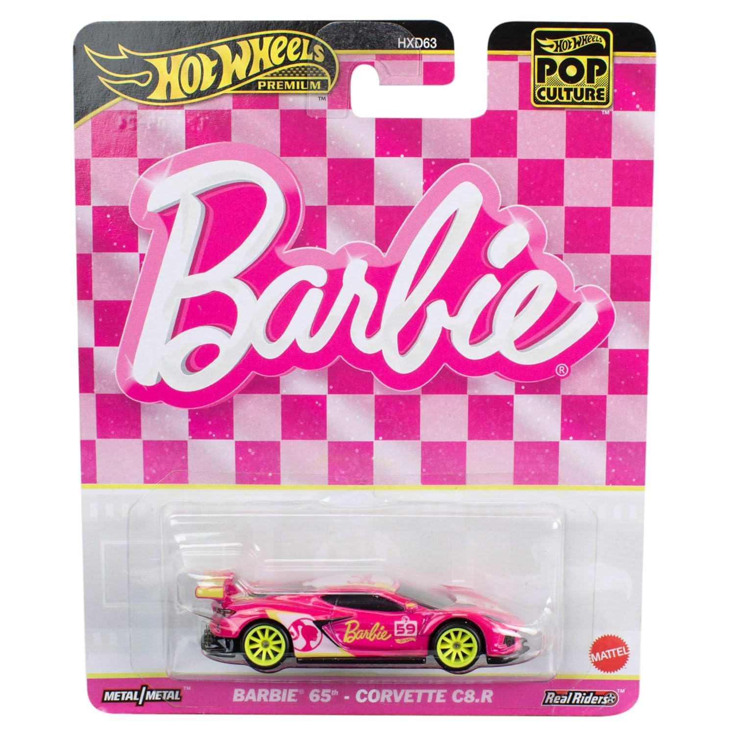 Hot Wheels Mattel Metal Premium Toy Car Barbie 65Th Anniversary Corvette C8.R