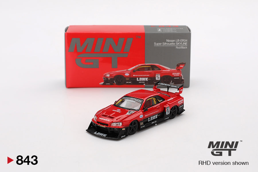 [Unsealed, Mint] Mini GT Nissan LB-ER34 Super Silhouette Skyline (Red/Black)