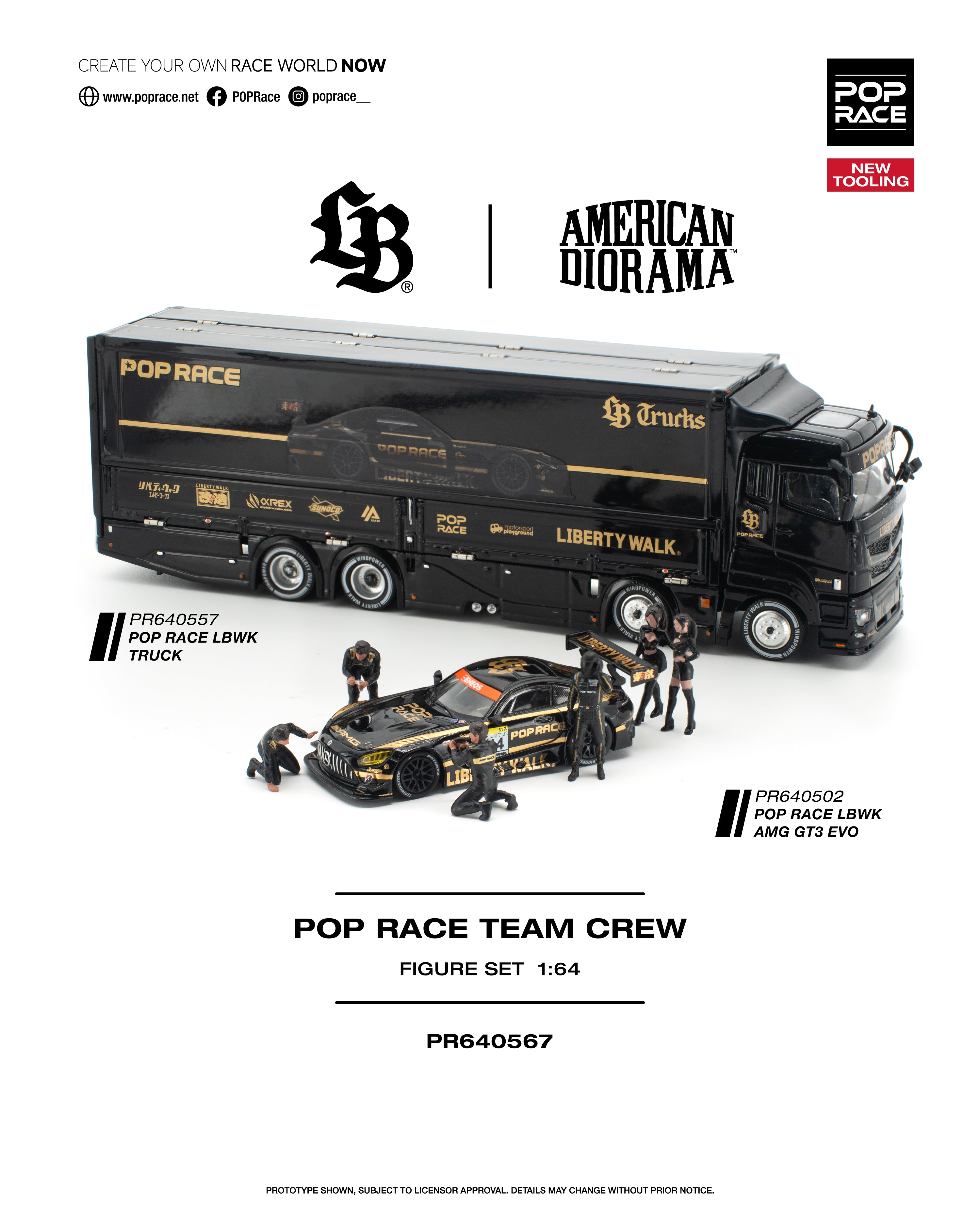 [Combo] LBWK AMG GT3 EVO - Black & LBWK Truck - Black & Team Crew Figure Set