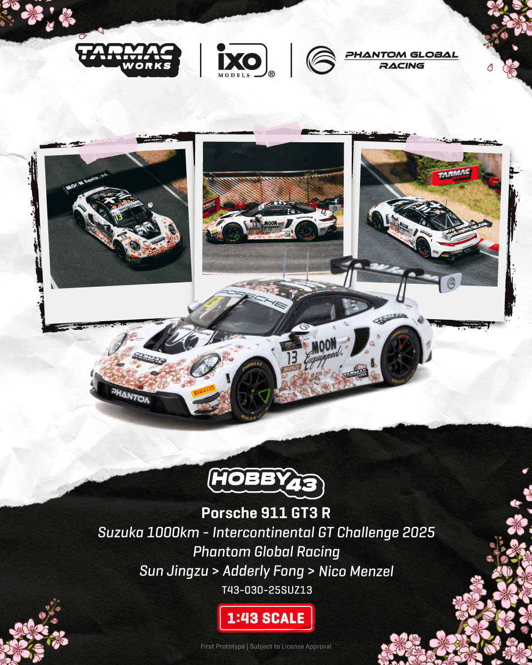 [Pre Order] Tarmac Works - Porsche 911 GT3 R - Suzuka 1000km - Intercontinental GT Challenge 2025