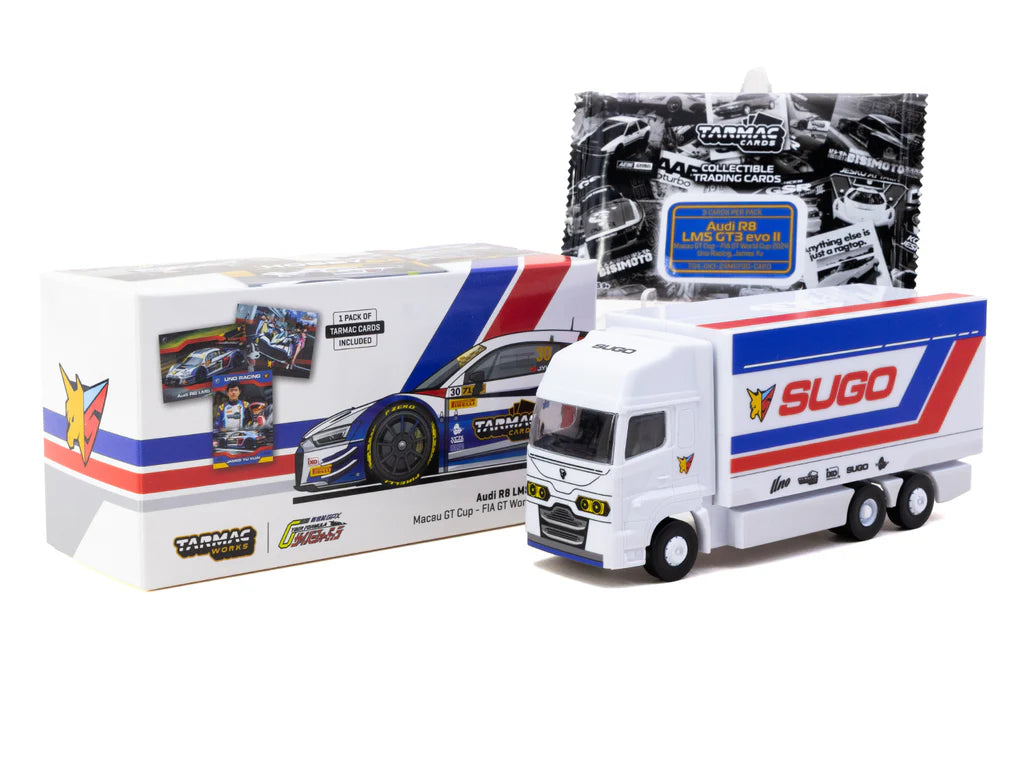 [Pre Order, Free Shipping] Tarmac Works 1/64 Audi R8 LMS GT3 evo II Macau GT Cup - FIA GT World Cup 2024 Uno Racing #30 with Tarmac Cards Combo Set and Truck Packaging - HOBBY64