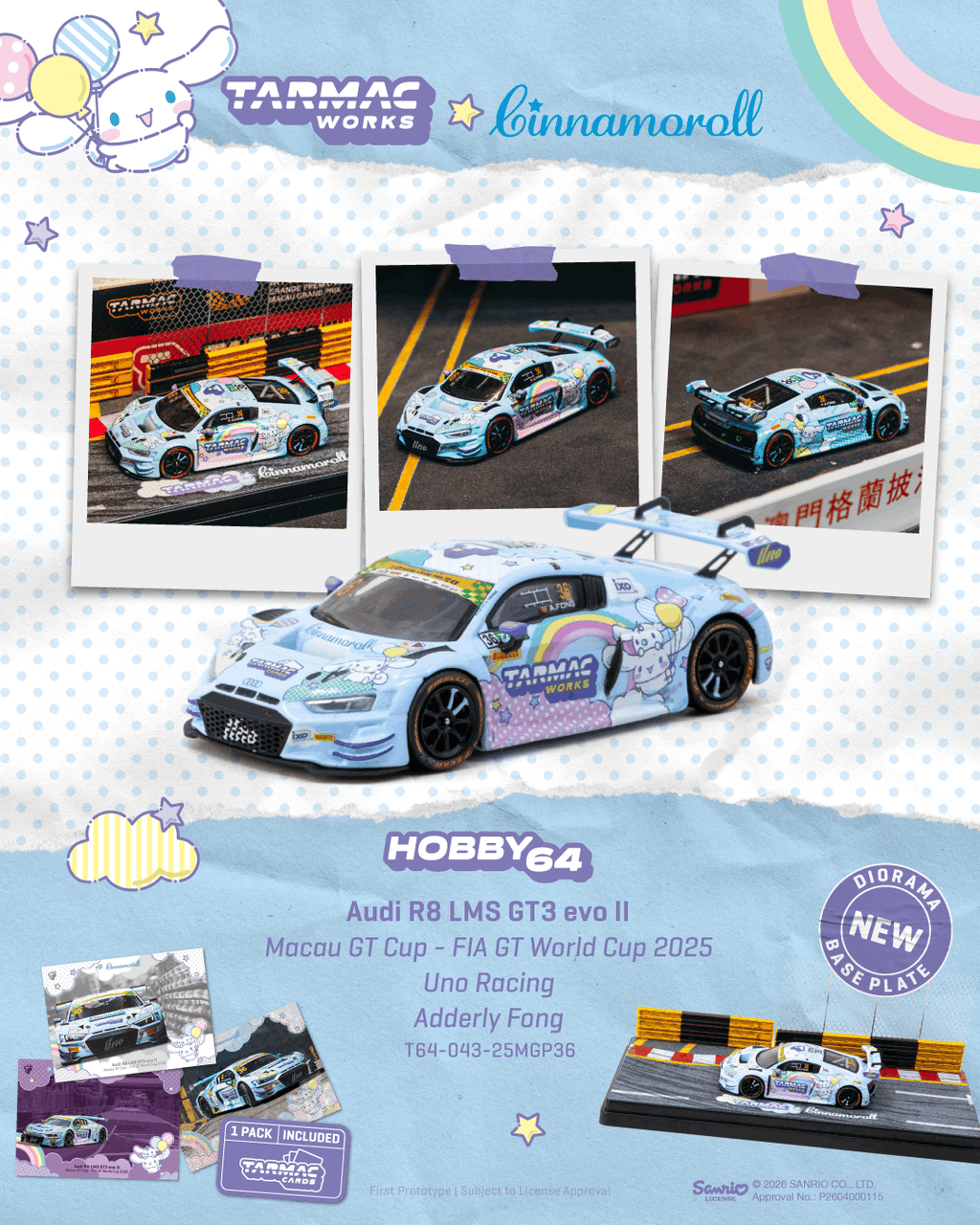 [Pre Order] Tarmac Works - Audi R8 LMS GT3 evo II Macau GT Cup - FIA GT World Cup 2025 - Uno Racing Adderly Fong
