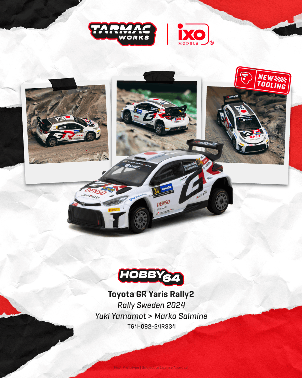 [Pre Order] Tarmac Works - Toyota GR Yaris Rally2 - Rally Sweden 2024 Yuki Yamamoto / Marko Salminen