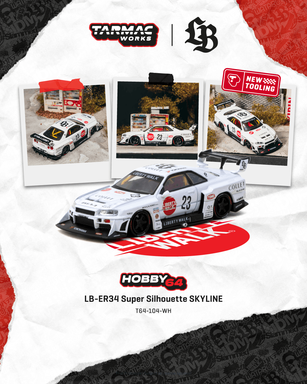 [Pre Order] Tarmac Works - LB-ER34 Super Silhouette SKYLINE - White