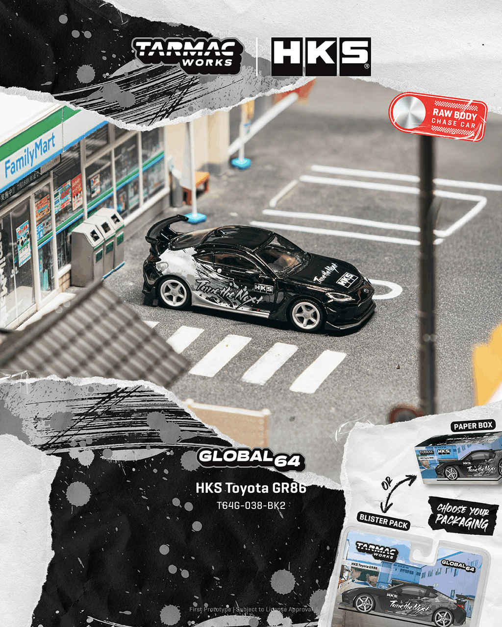 [Pre Order, Box] Tarmac Works - HKS Toyota GR86 - Black