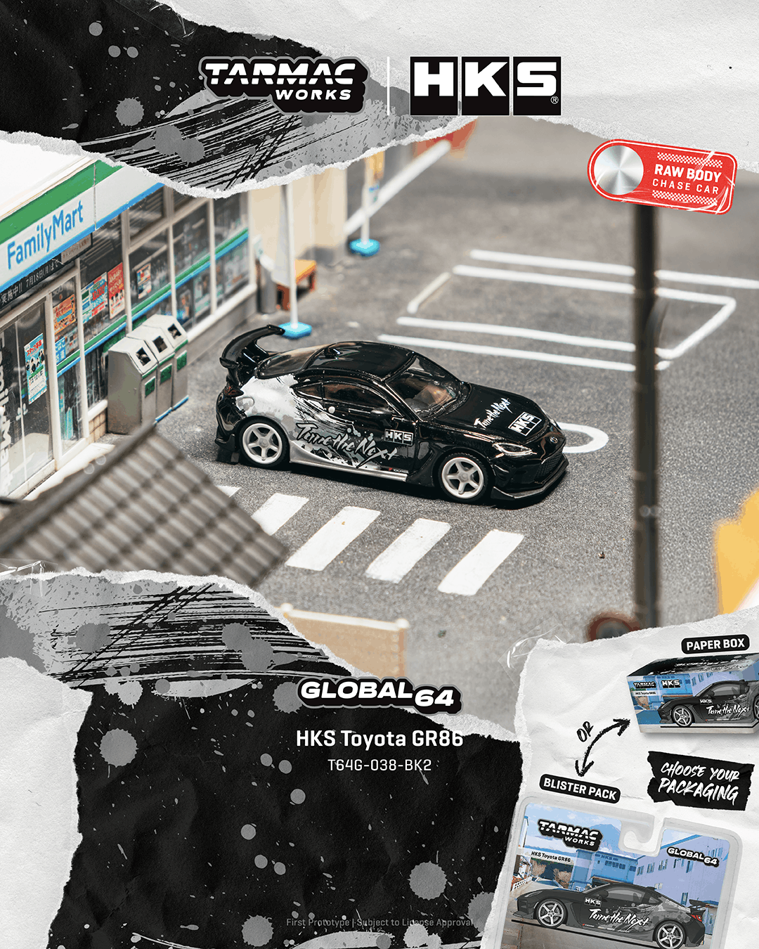 [Pre Order, Box] Tarmac Works - HKS Toyota GR86 - Black