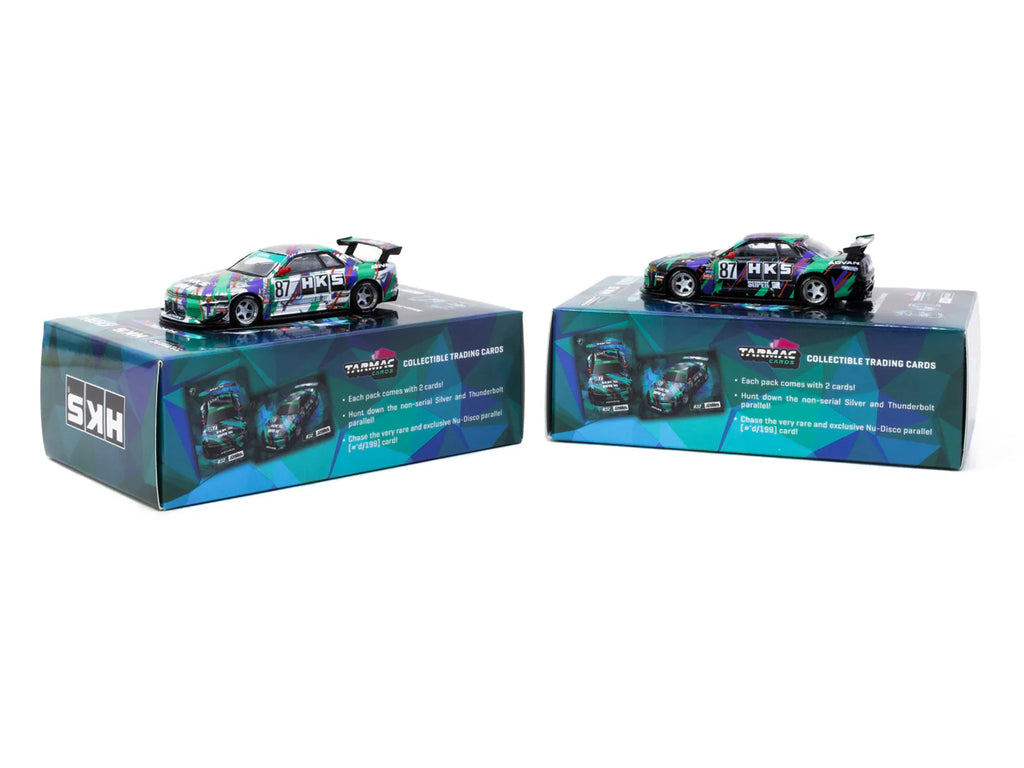[Pre Order] Tarmac Works - Nissan Skyline (R32) Widebody HKS with Tarmac Cards Combo Set - Designed by Jon Sibal - Global 64