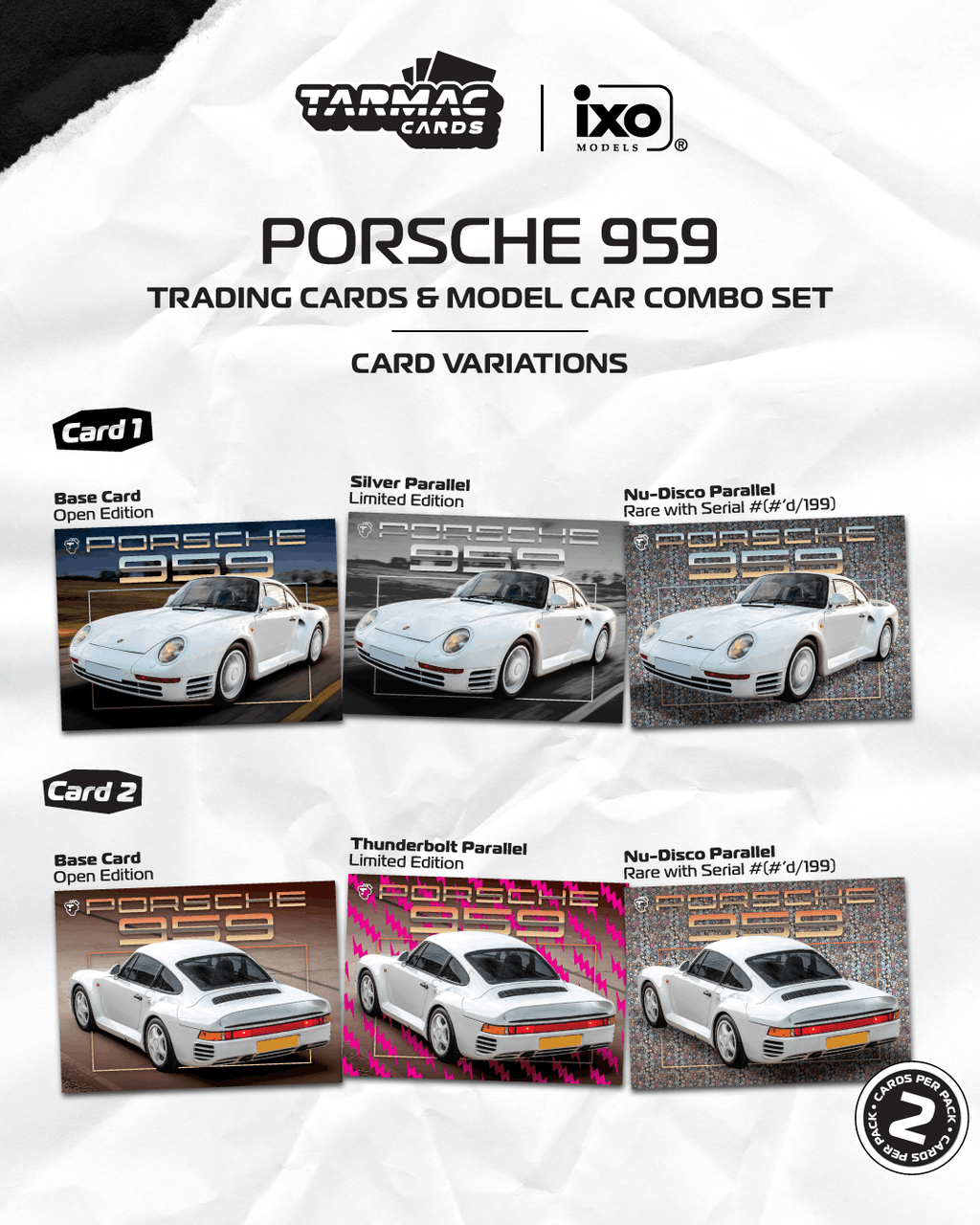 [Pre Order, Box] Tarmac Works - Porsche 959 White Model Car + Trading Cards Combo Set