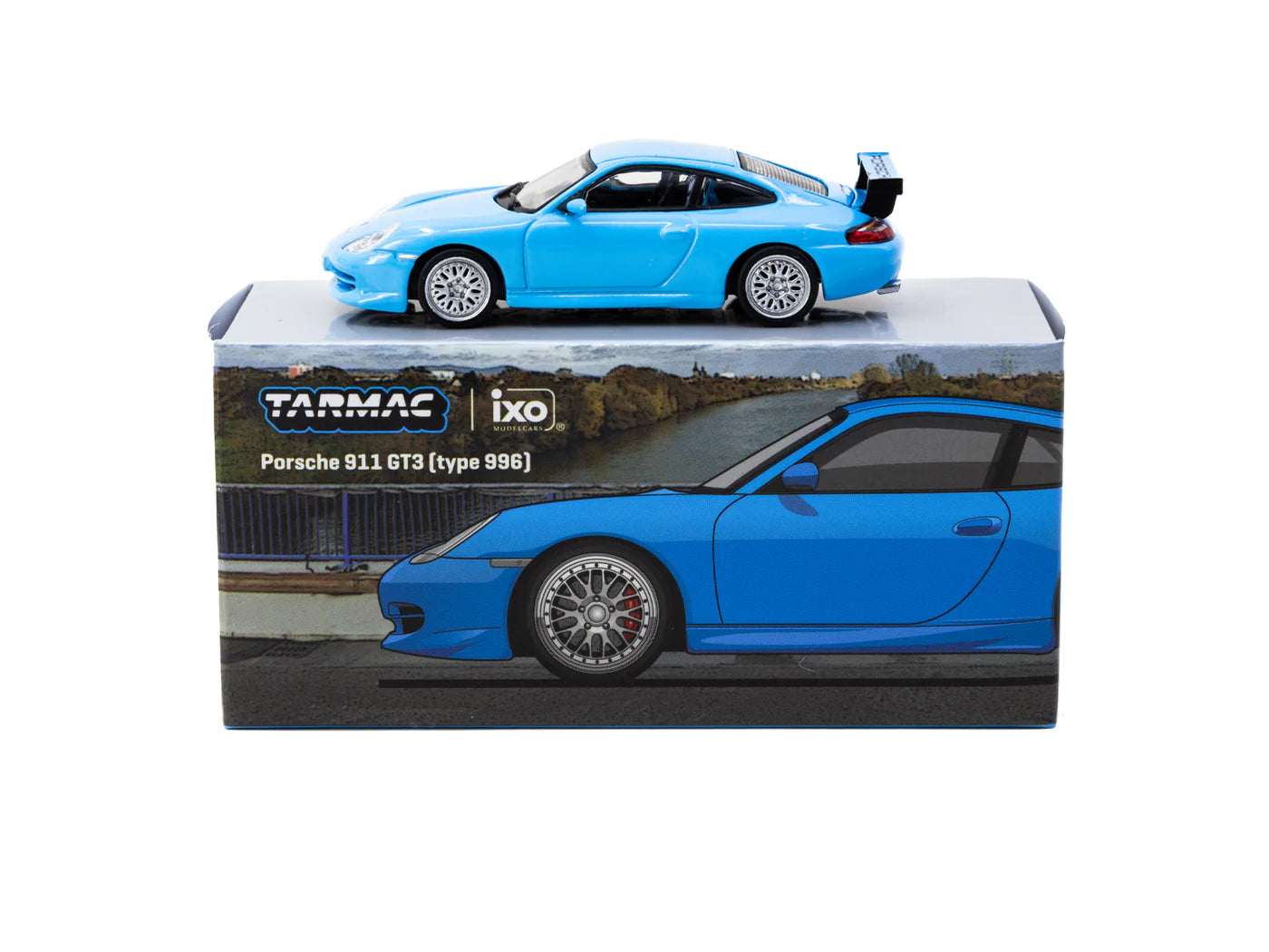 [Pre Order] Tarmac Works X iXO Models - Porsche 911 GT3 (type 996) Light Blue - Global64