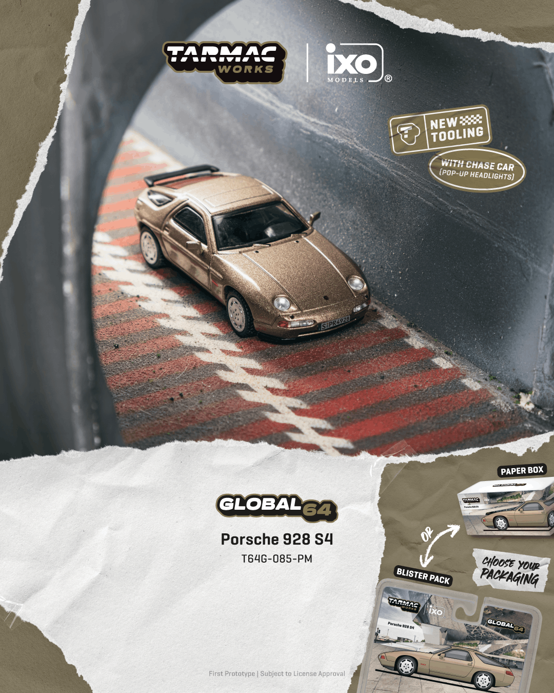 [Pre Order, Box] Tarmac Works - Porsche 928 S4 - Platinum Metallic