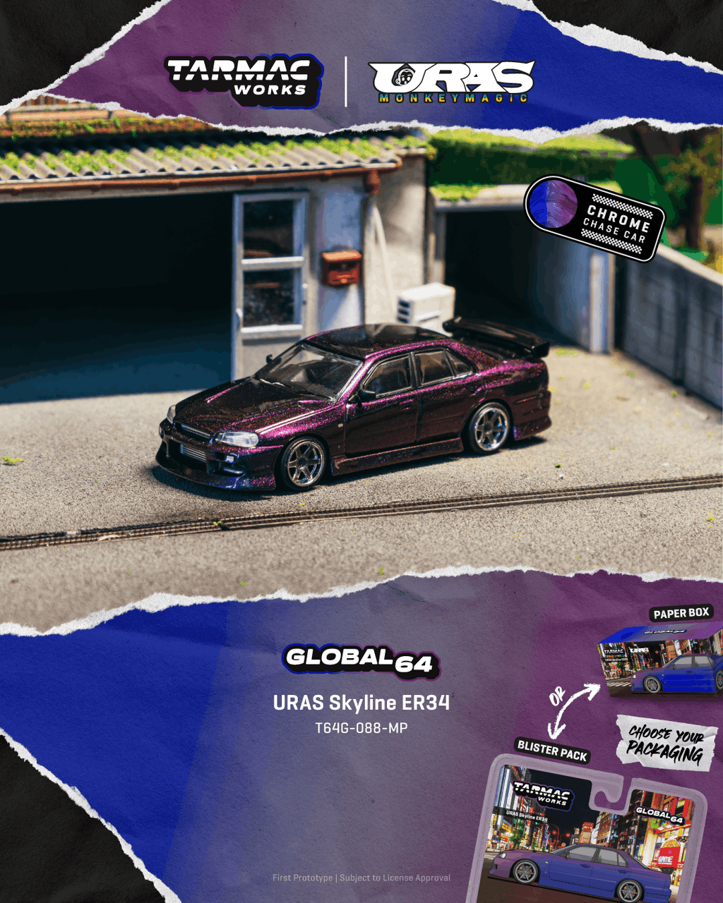 Tarmac Works - URAS Skyline ER34 - Midnight Purple
