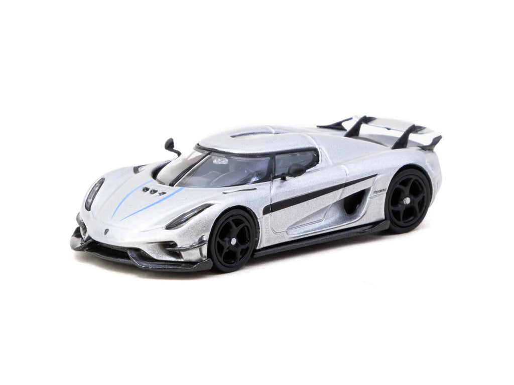 [Pre Order] Tarmac Works - Koenigsegg Regera Silver Metallic / Blue Accents with Tarmac Cards Combo Set