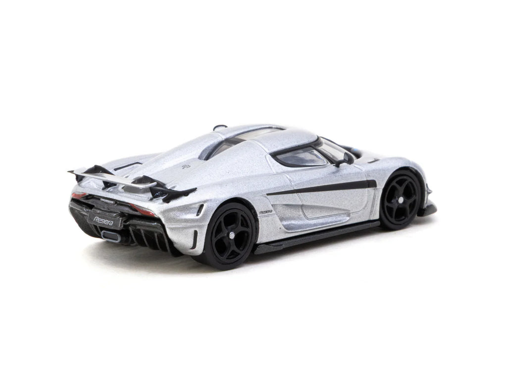 [Pre Order] Tarmac Works - Koenigsegg Regera Silver Metallic / Blue Accents with Tarmac Cards Combo Set