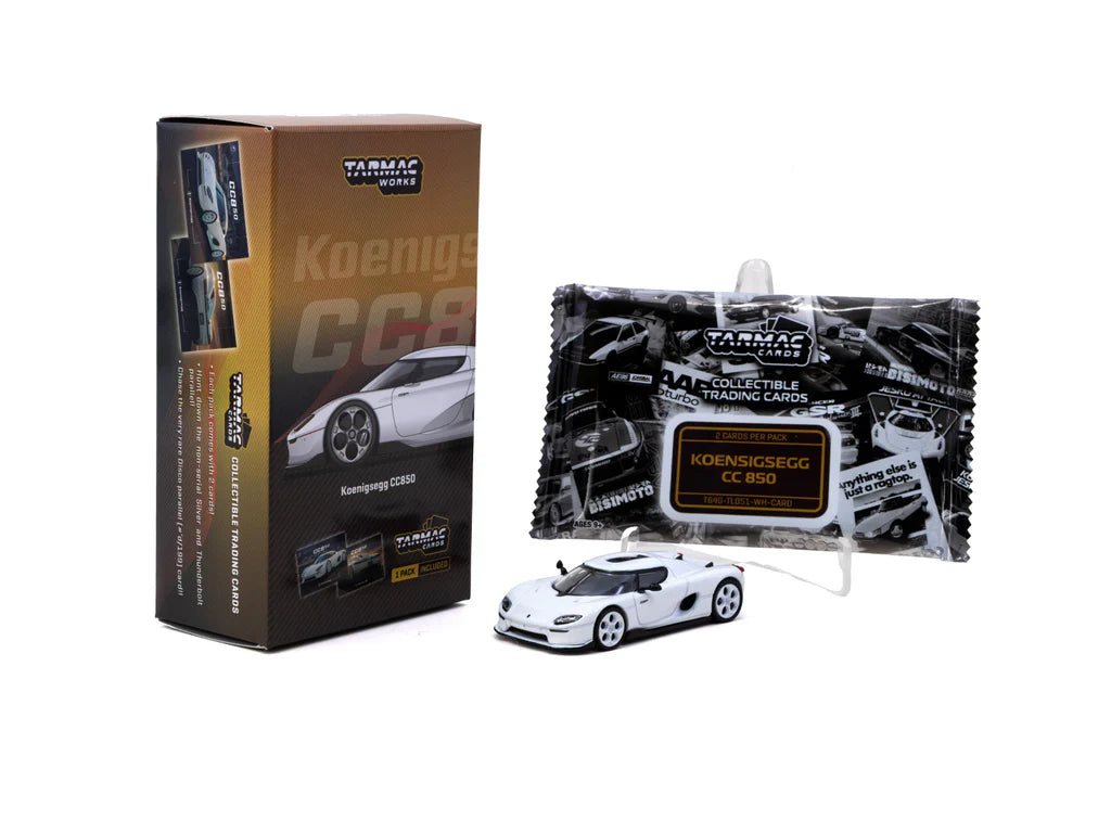 [Pre Order, Free Shipping] Tarmac Works Koenigsegg CC850 White with Tarmac Cards Combo Set - GLOBAL64