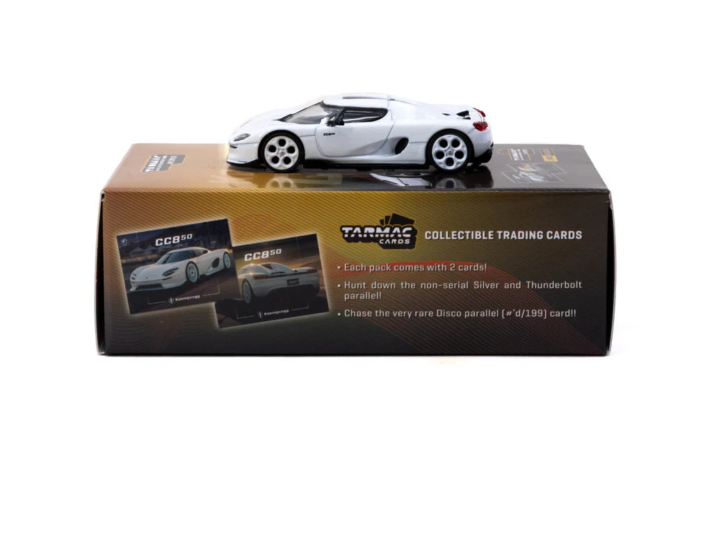 [Pre Order, Free Shipping] Tarmac Works Koenigsegg CC850 White with Tarmac Cards Combo Set - GLOBAL64