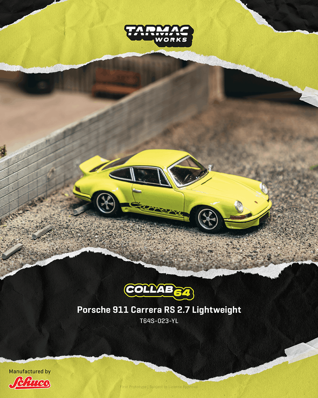 [Pre Order, Box] Tarmac Works - Porsche 911 Carrera RS 2.7 Lightweight - Yellow