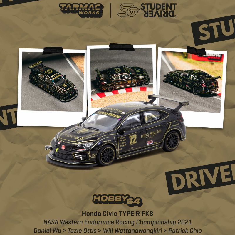 [Pre Order, Free Shipping] Tarmac Works Honda Civic TYPE R FK8 NASA Championship 2021