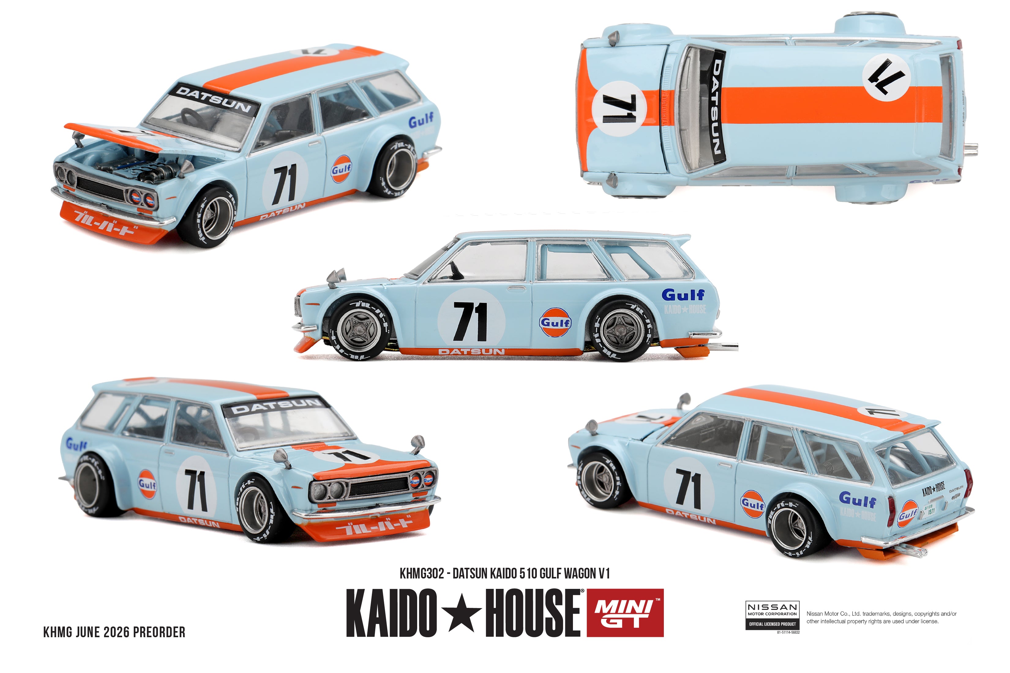 [Pre Order, Box] Kaido House X MiniGT - Datsun KAIDO 510 GULF Wagon V1