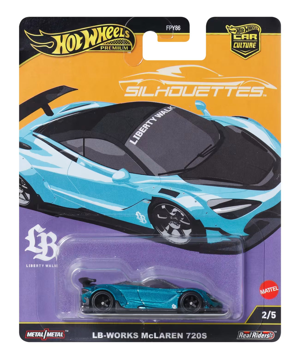 Hot Wheels Premium Car Culture Silhouettes 1:64 Scale Die-Cast Lb-Works Mclaren 720S Vehicle