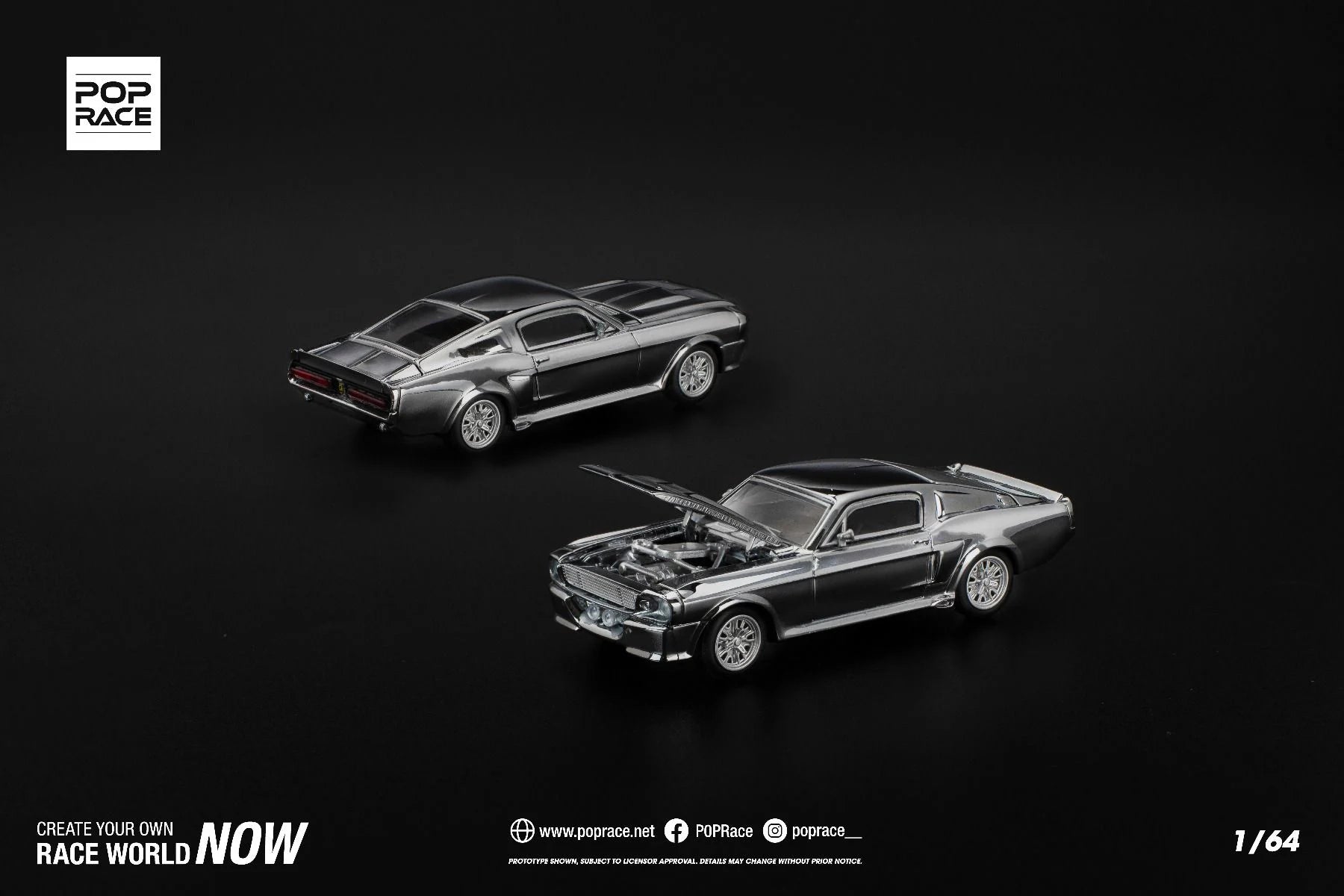 [Pre Order] Pop Race - Shelby Mustang GT500 - Silver Chrome