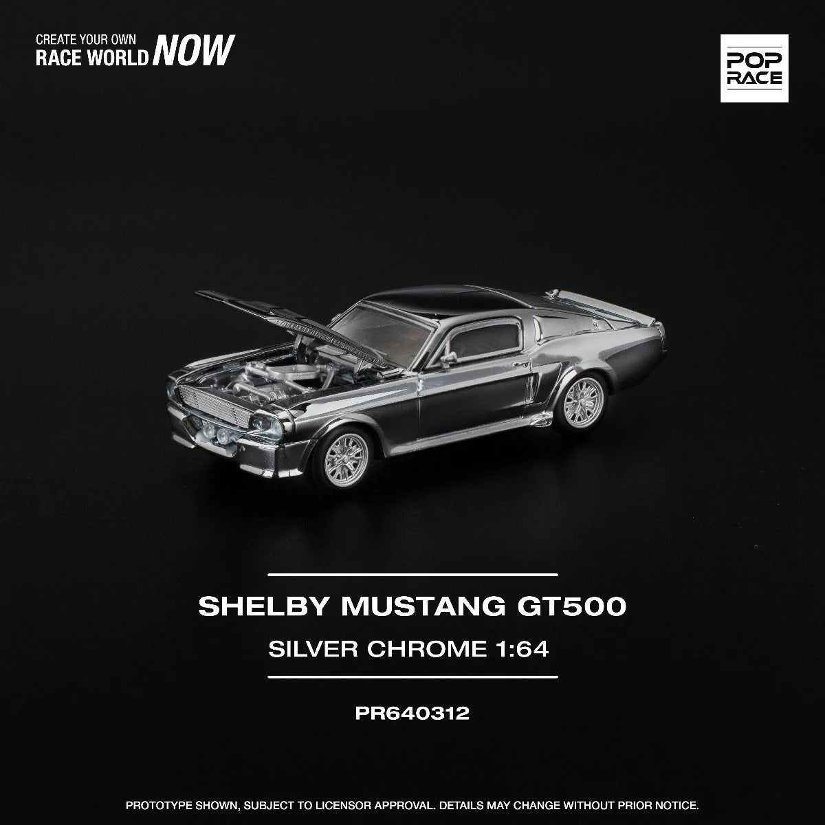 [Pre Order] Pop Race - Shelby Mustang GT500 - Silver Chrome