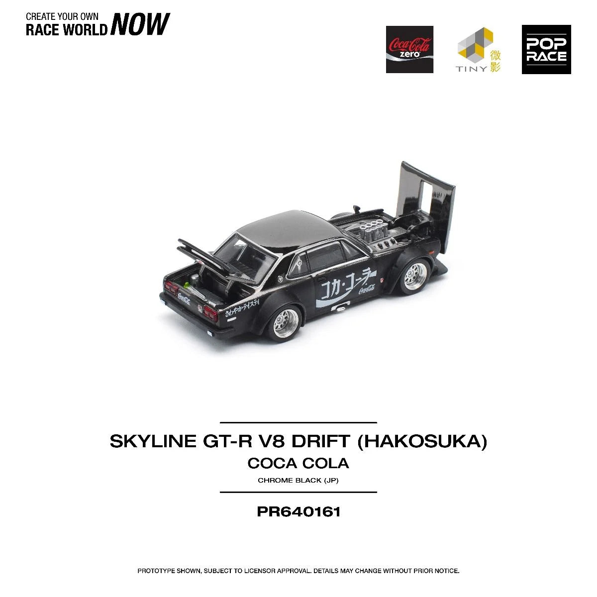 [Pre Order] Pop Race - Skyline GT-R V8 Drift (Hakosuka) Coca Cola Zero Japanese - Black Chrome