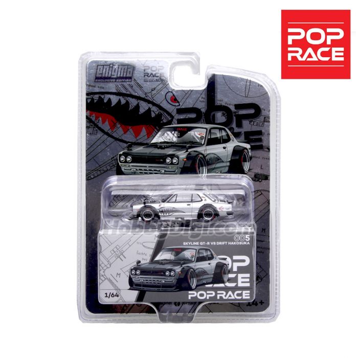 Pop Race - Skyline GT-R V8 Drift (Hakosuka) - Metallic Sliver - Enigma Exclusive Blister Packaging