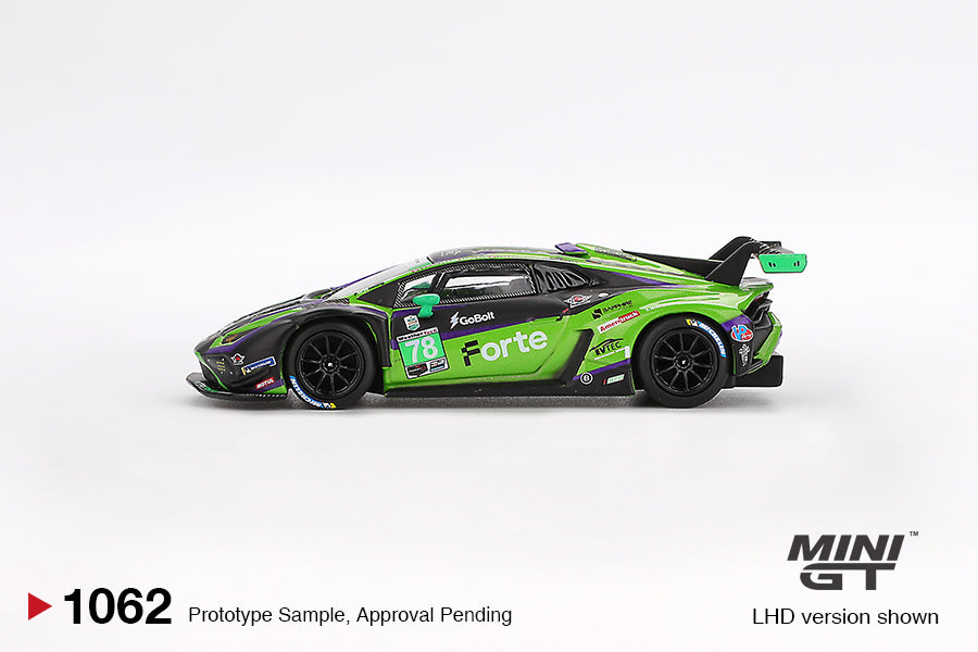 [Pre Order, Blister] MiniGT - Lamborghini Huracán GT3 EVO2 #78 Forte Racing 2024 IMSA Daytona 24 Hrs