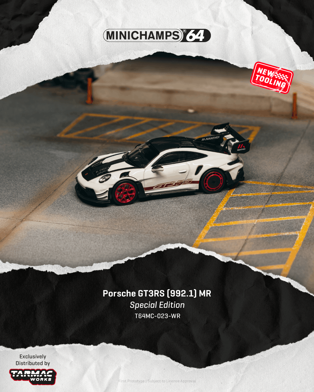 Tarmac Works - Porsche GT3RS (992.1) MR - White Red - Tarmac Special Edition