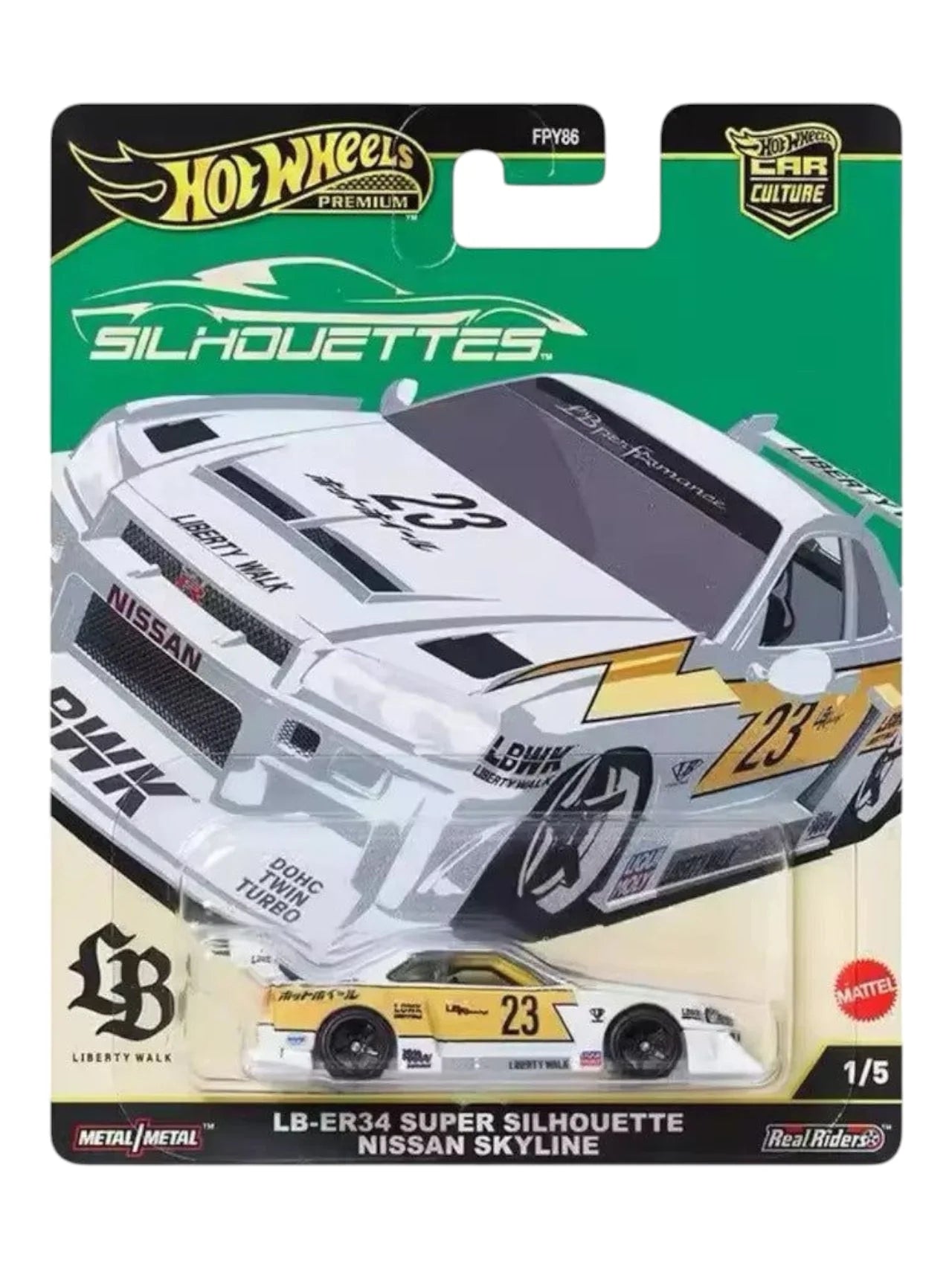 [Pre Order] Hot Wheels Premium Silhouettes LB‑ER34 Super Silhouette Nissan Skyline