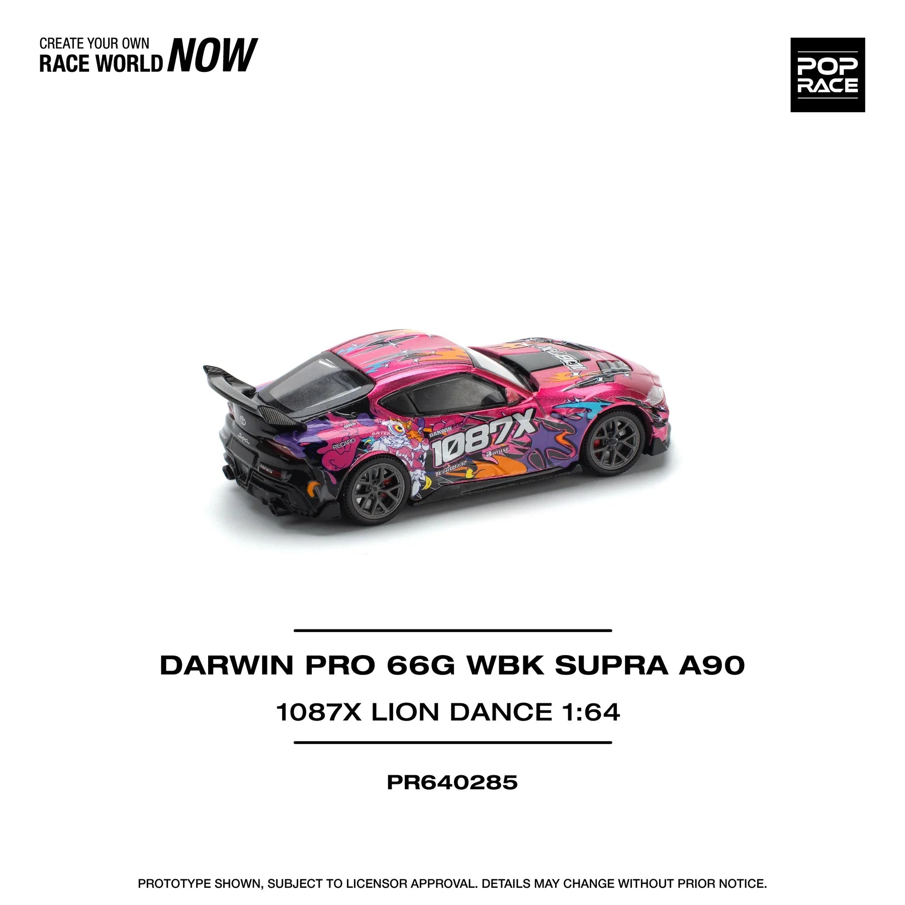 [Unsealed, Mint] Toyota Supra (A90) Darwin Pro 66G WBK 1087X Lion Dance - Pop Race - Scala 1/64 PR64-285